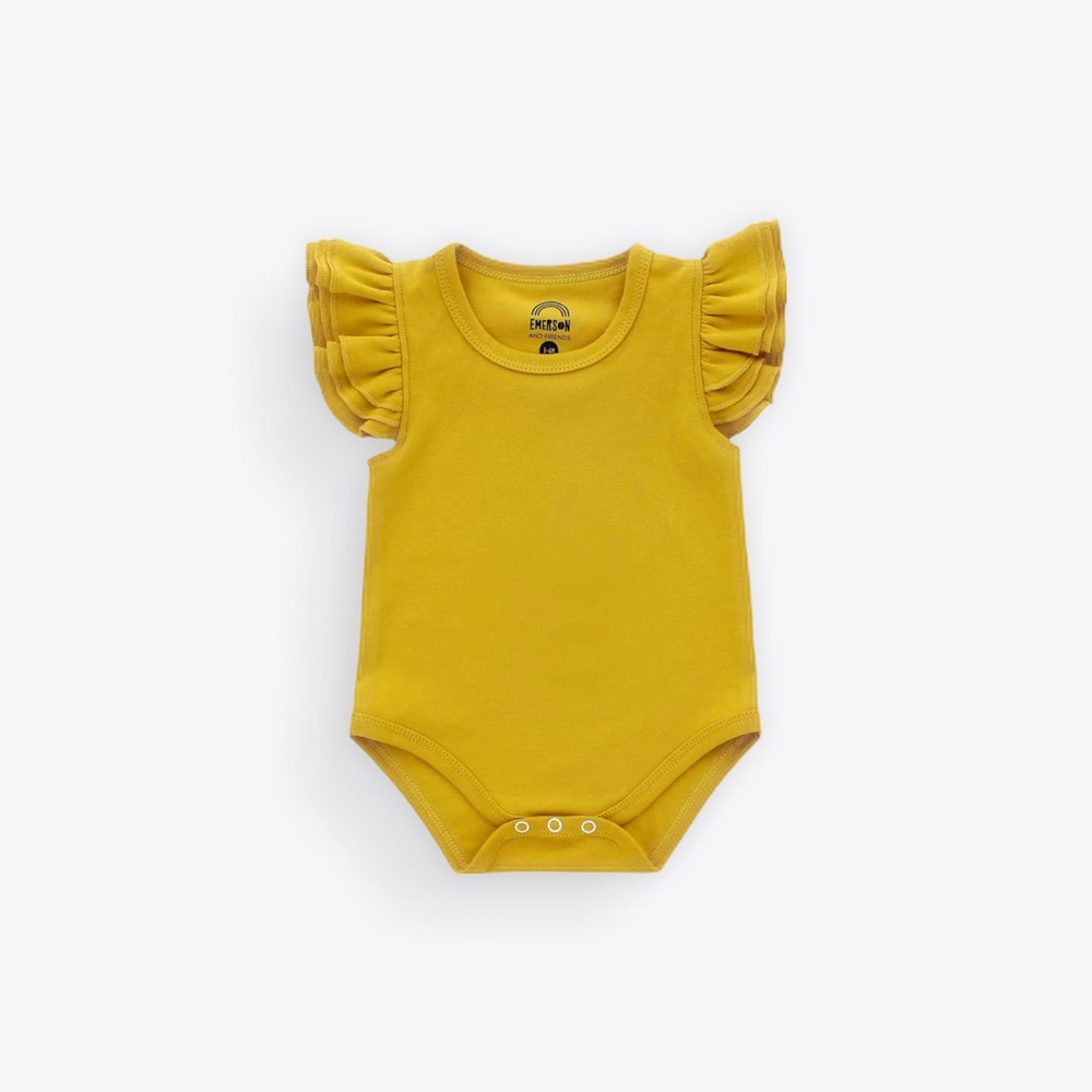Yellow Flutter Sleeve Bodysuit
